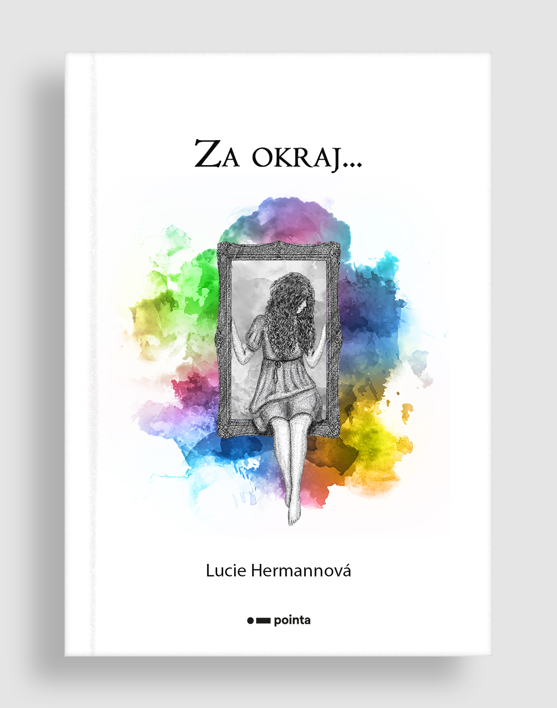 Ilustrace dívky za okrajem rámu vytvořená pro knihu Za okraj...